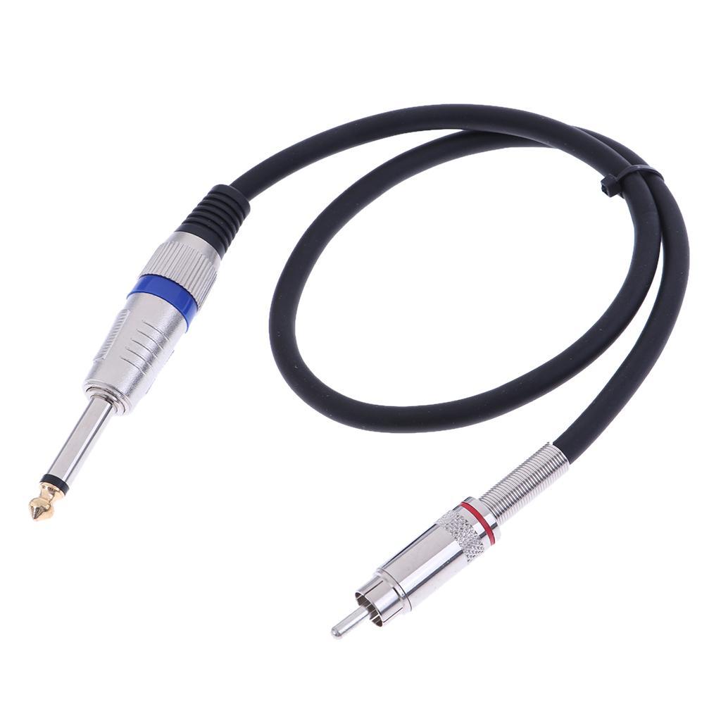 RCA Male to 6.35mm Male Plug Mono Audio AUX Connector Cable Cord 0.5M