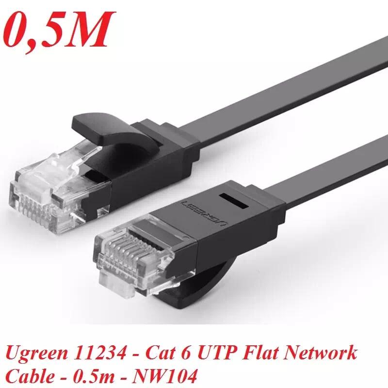 Ugreen 50172 0.5M màu Đen Cáp mạng LAN CAT6 dây dẹt Ugreen NW102 - Hàng Chính Hãng