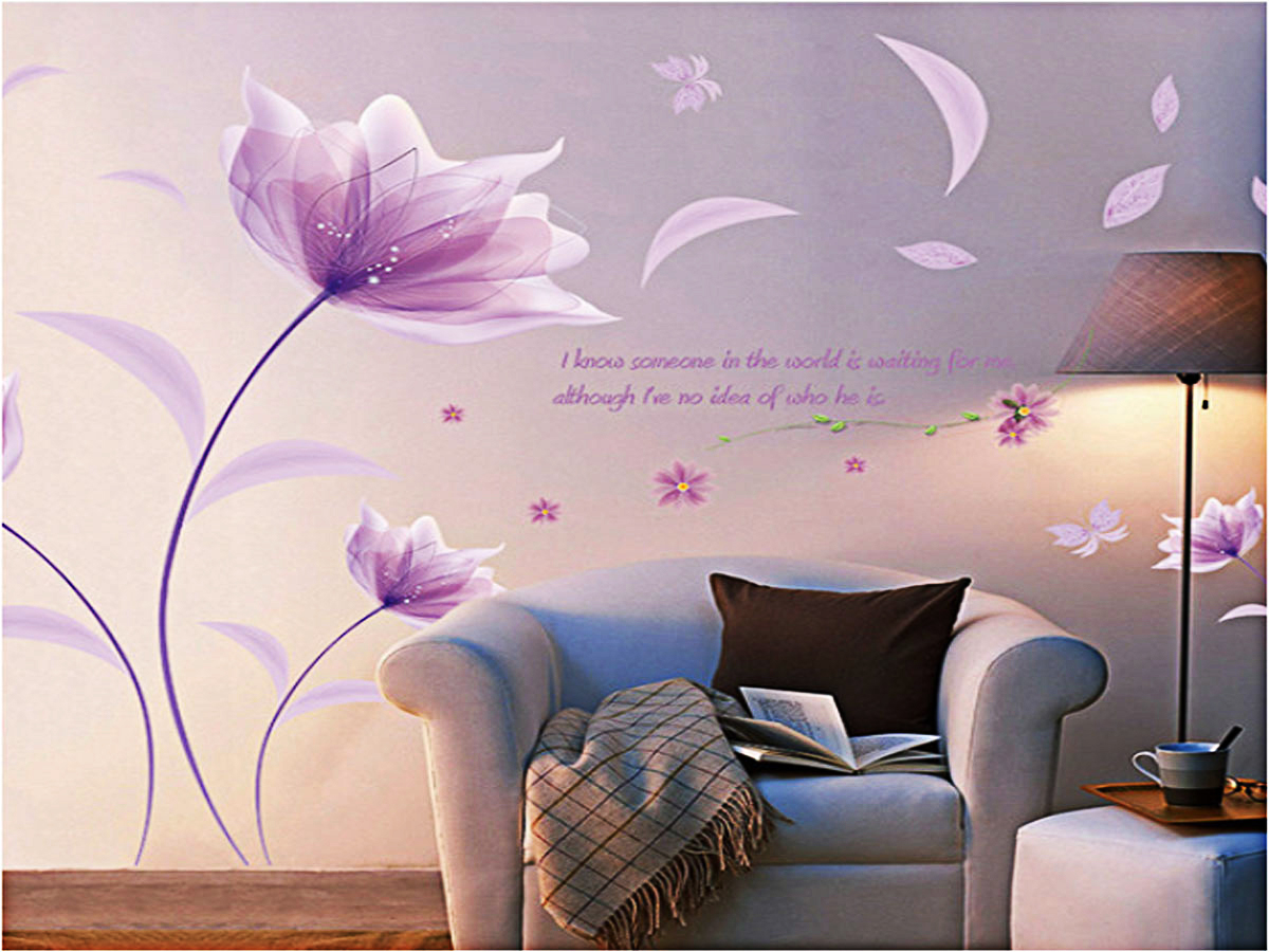 Decal dán tường hoa pha lê tím xl8190