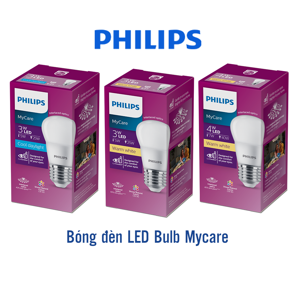 Bóng đèn PHILIPS LED BULB P45 Mycare Công suất (3W, 4W)