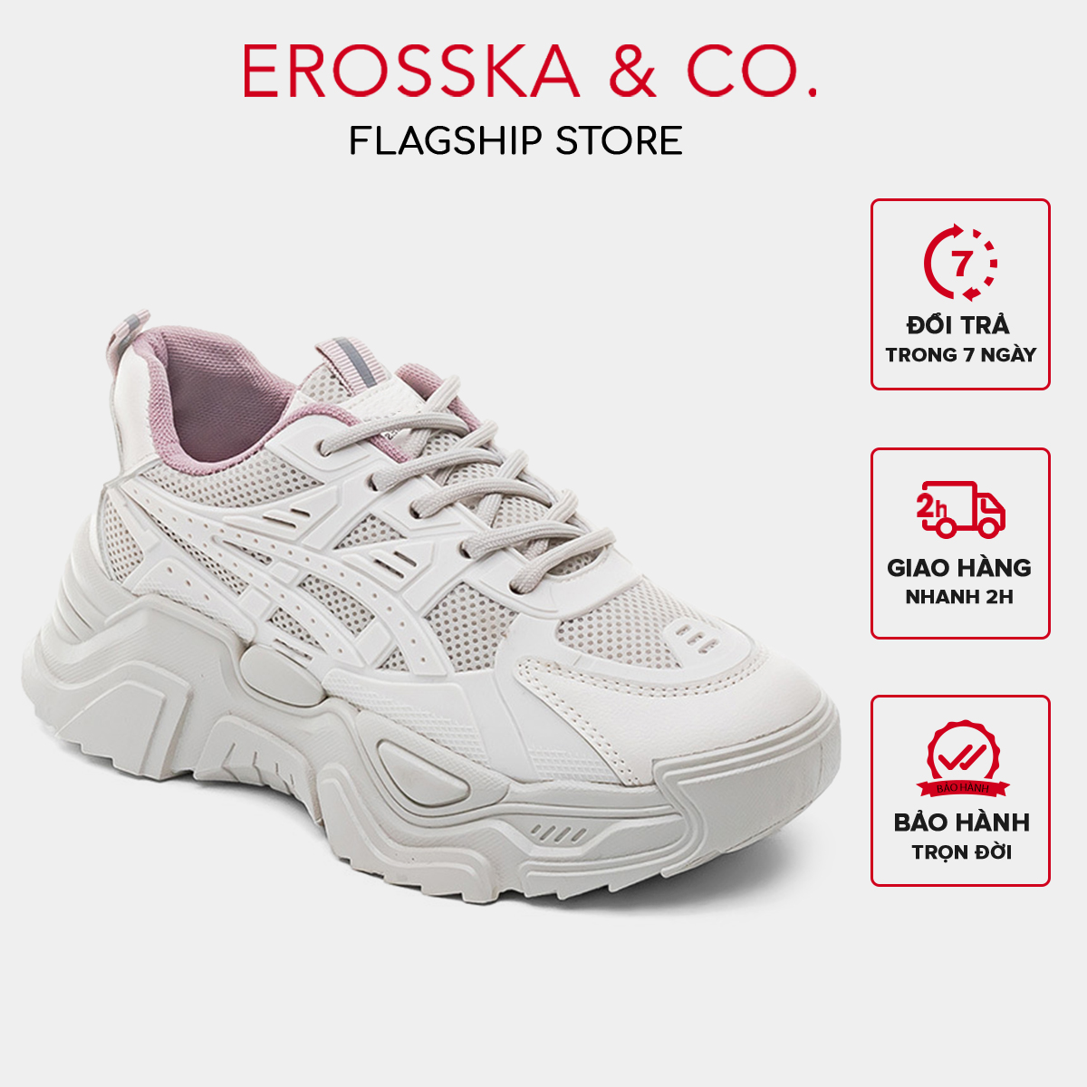 Erosska - Giày sneaker nữ đế độn mềm thoáng khí dễ phối đồ cá tính- GS015