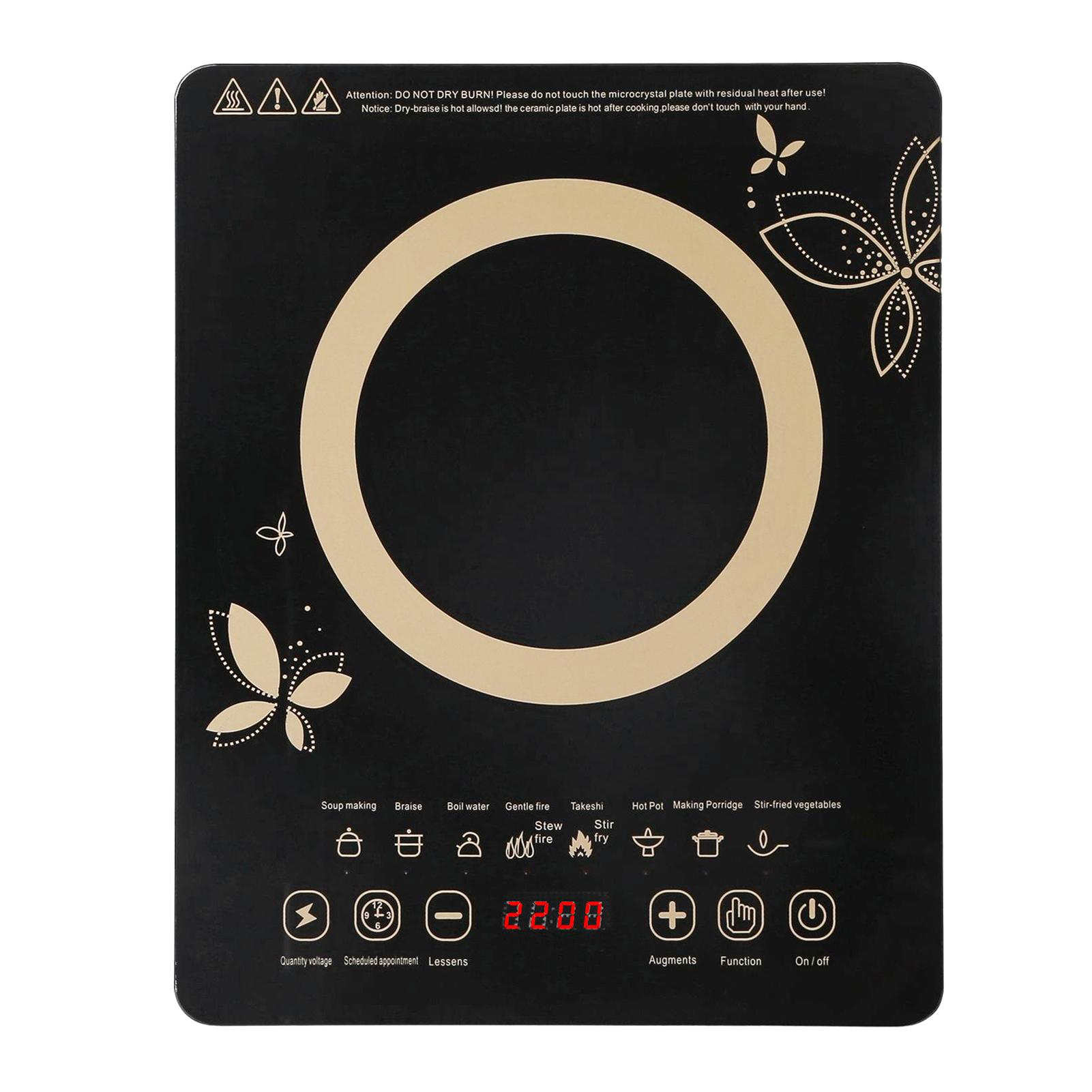 Induction Cooker Home Smart Kitchen Appliances 2200W High Power Smart Touch Screen Microcrystalline Panel Kitchen Range