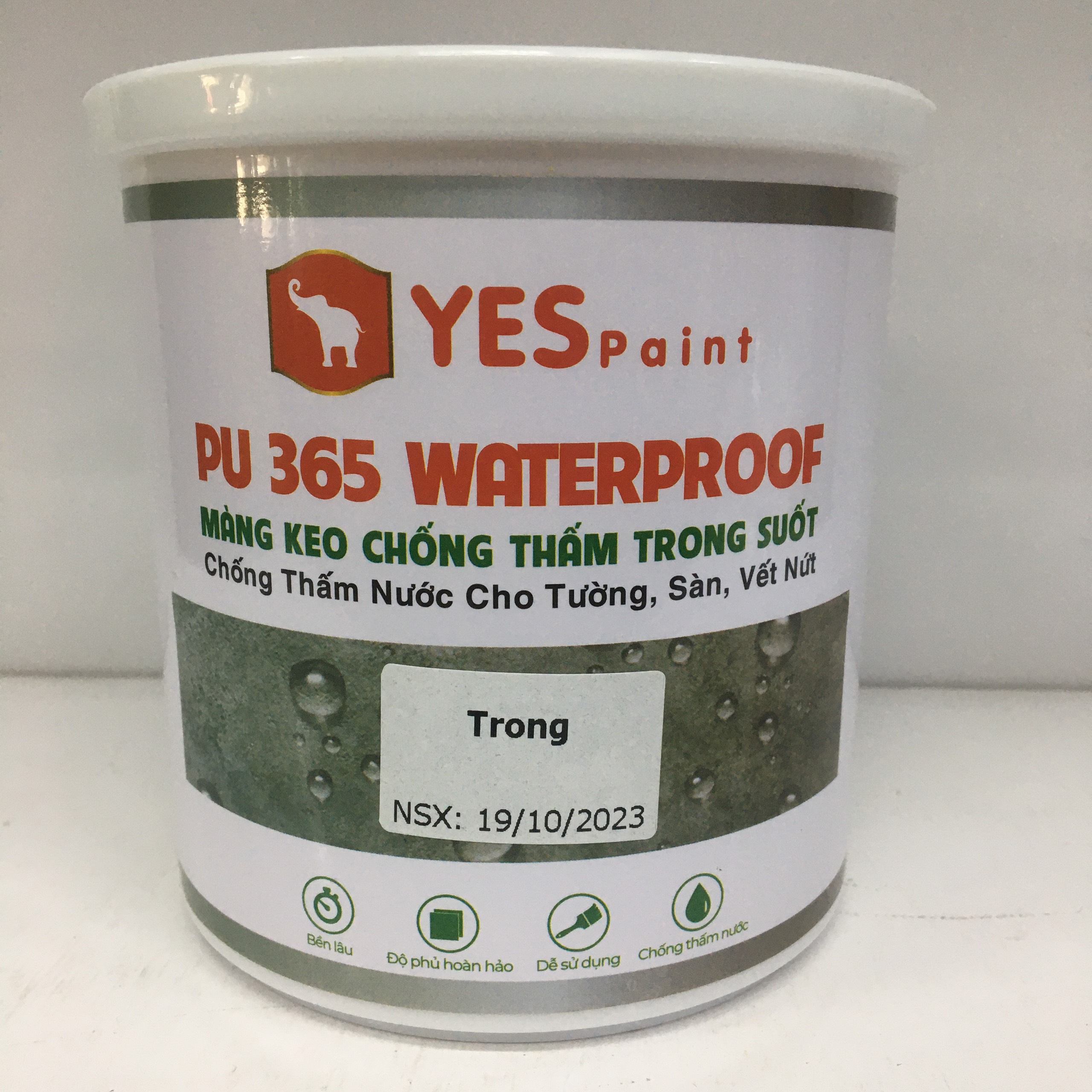 Keo chống thấm nước YES PU 635 cho tường, sàn, vết nứt màu trong suốt lon 1kg - lon 5kg