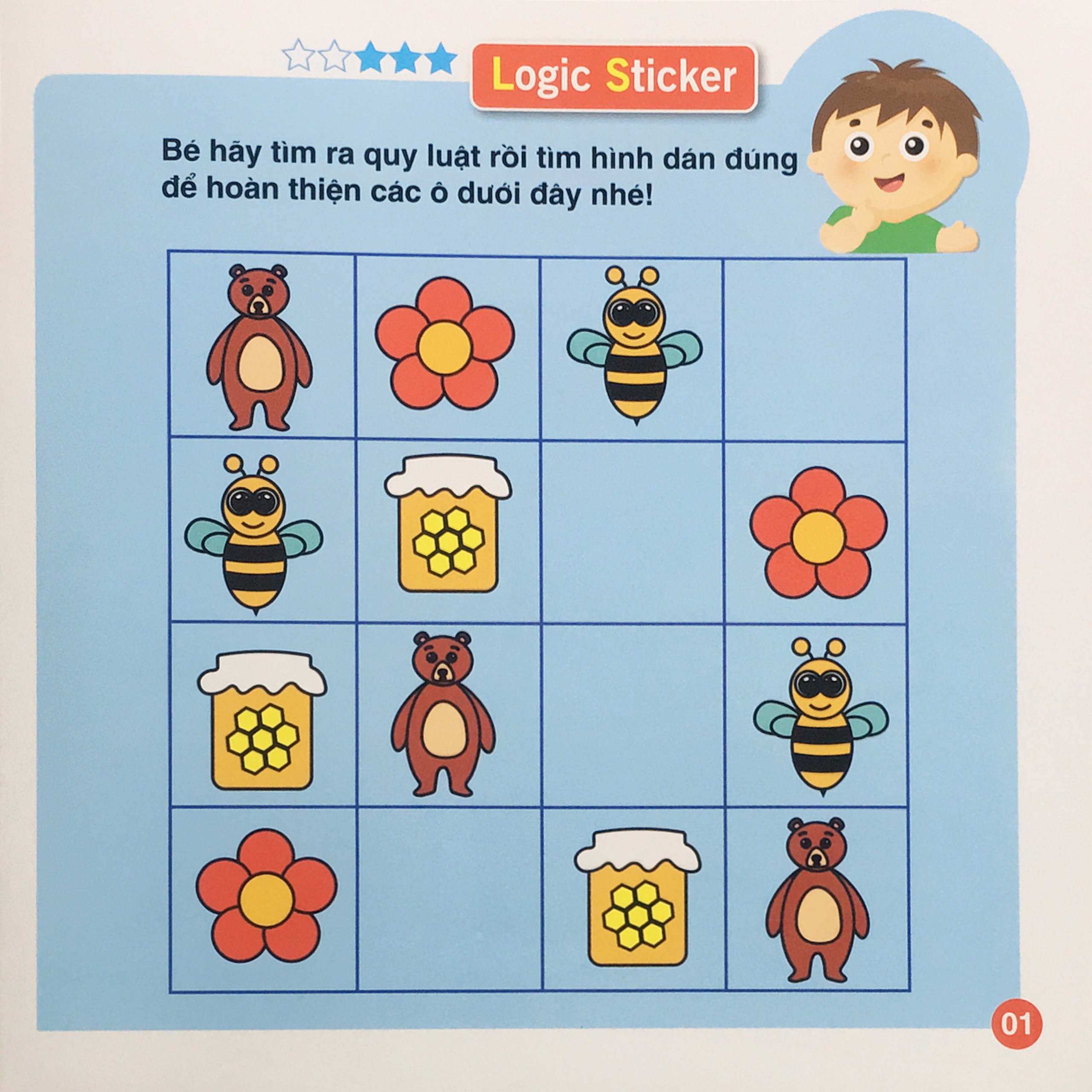 Logic Sticker for kids - dán hình phát triển tư duy cho bé ( Bộ 4 cuốn)