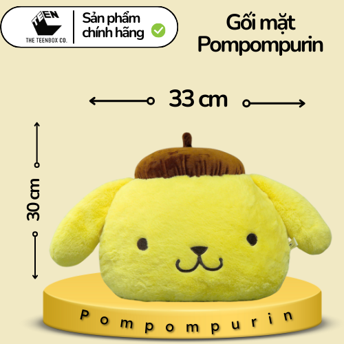 Gối mặt Pompompurin, Gấu Bông Sanrio Chính Hãng, Quà tặng đáng yêu, Sản phẩm chính hãng, Phân phối bởi Teenbox