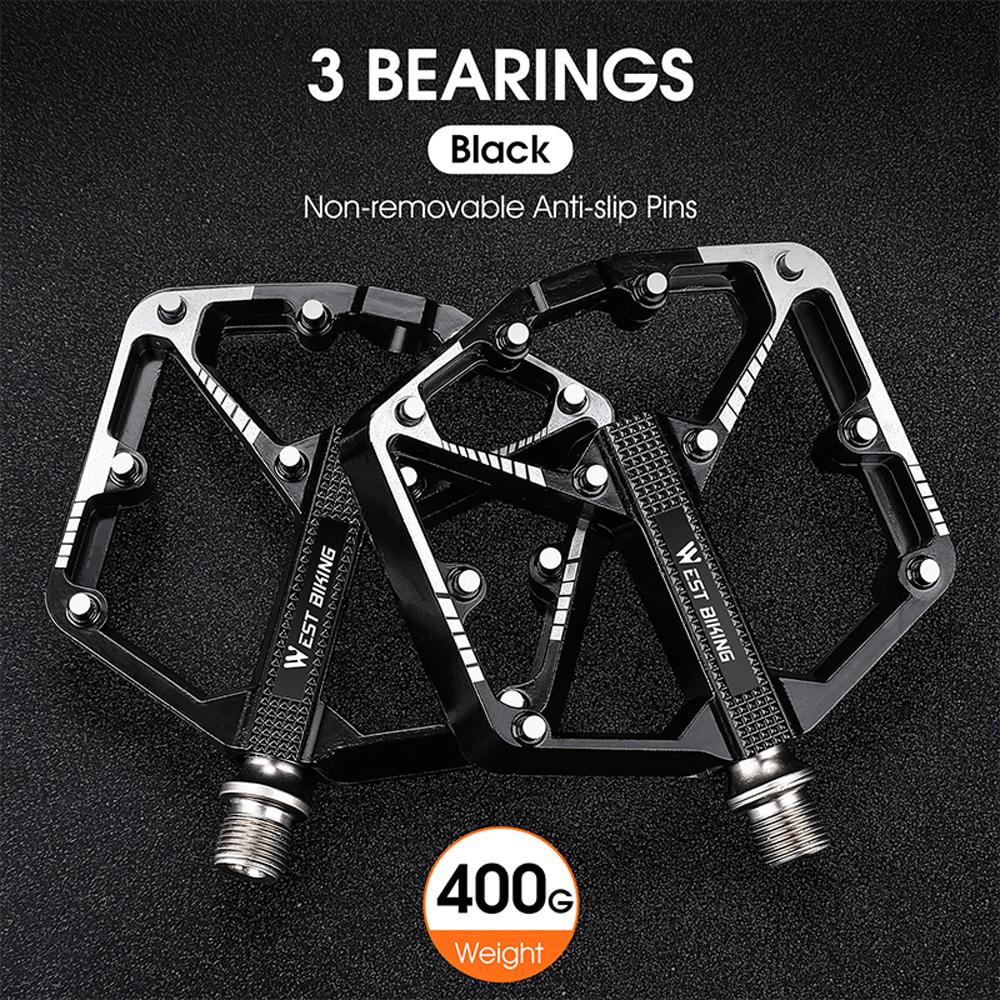 WEST BIKING Ultralight Aluminum Alloy Bicycle Pedals 3 Bearings Bike Pedals AntiSlip Waterproof Flat Wide Bike Pedals Cycling Accessories