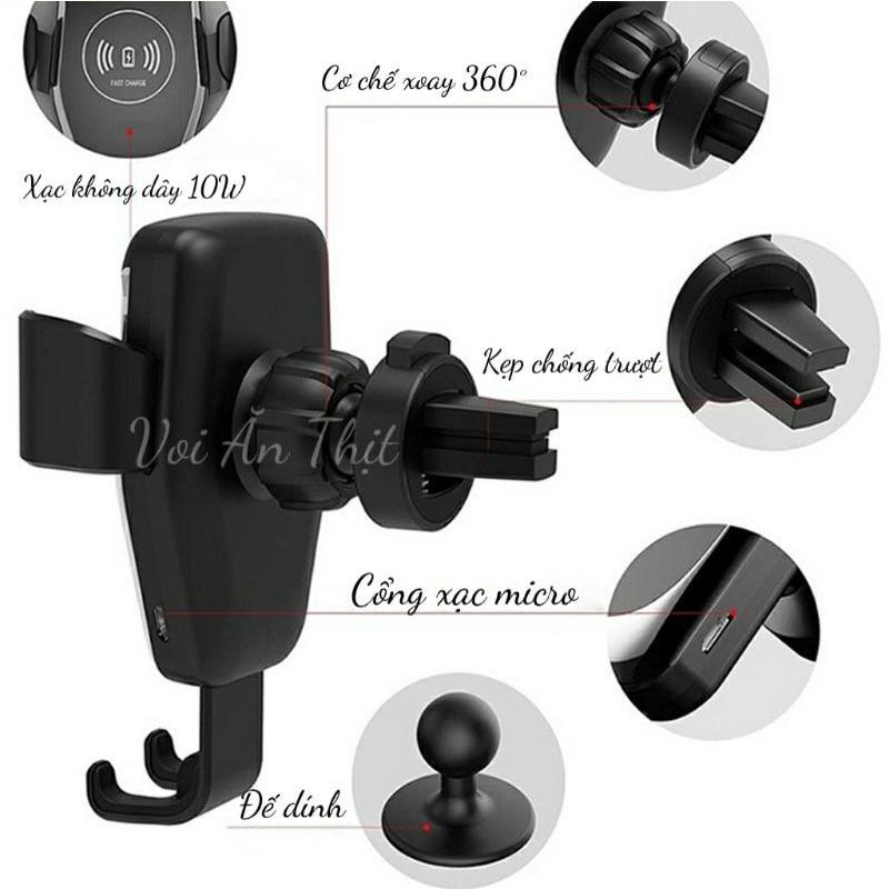 Bộ sạc không dây nhanh 10W kèm giá đỡ điện thoại trên ô tô dành cho iPhone Samsung Huawei