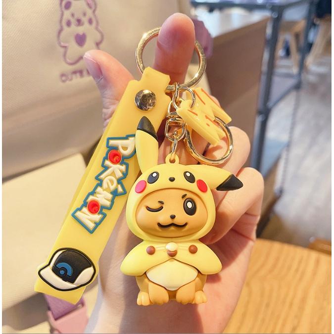 Móc khóa Pokemon pikachu vịt ngốc ngếch áo phao