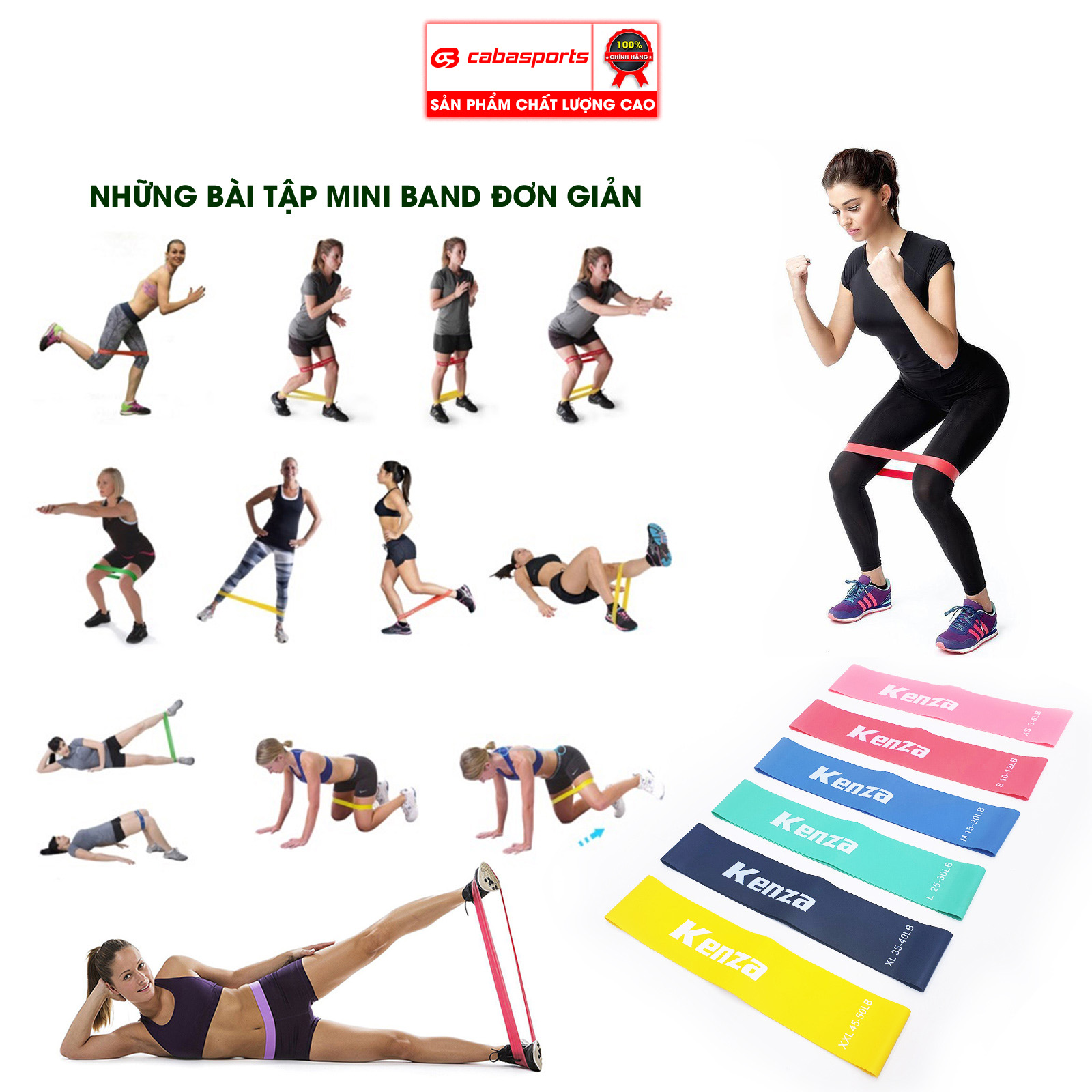 Dây kháng lực tập gym tập mông Cabasports