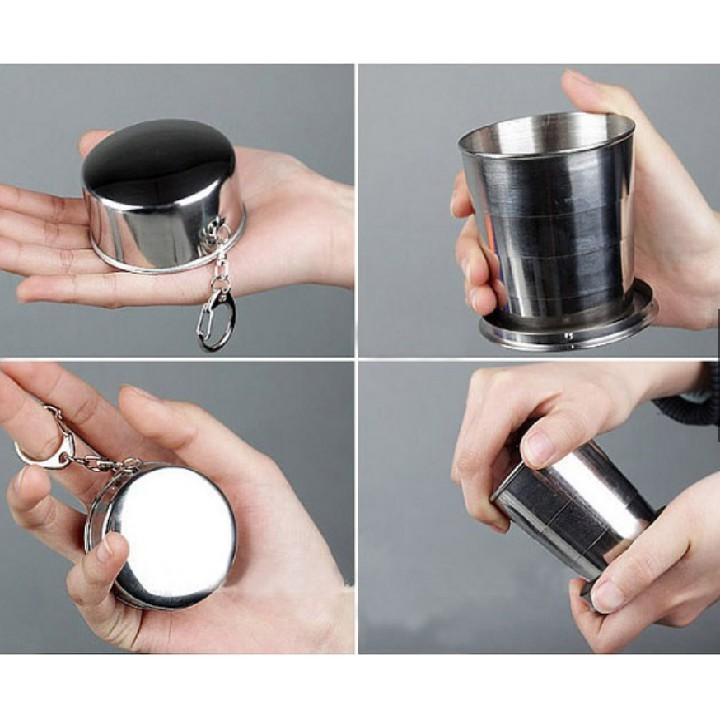 Ly cốc uống nước gấp gọn bằng inox cực đẹp, cốc cá nhân mang đi làm hoặc đi du lịch tiện lợi