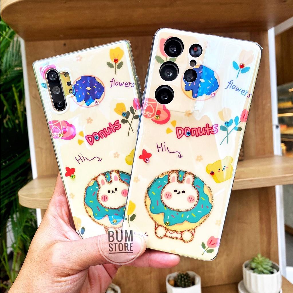 Ốp Lưng Silicon Dẻo Donuts Họa Tiết Đính Đá Cho Dòng SS Galaxy S21Ultra/S21+/S20Ultra/ S20+/ Note20 Ultra/ Note20 /N10+/N10