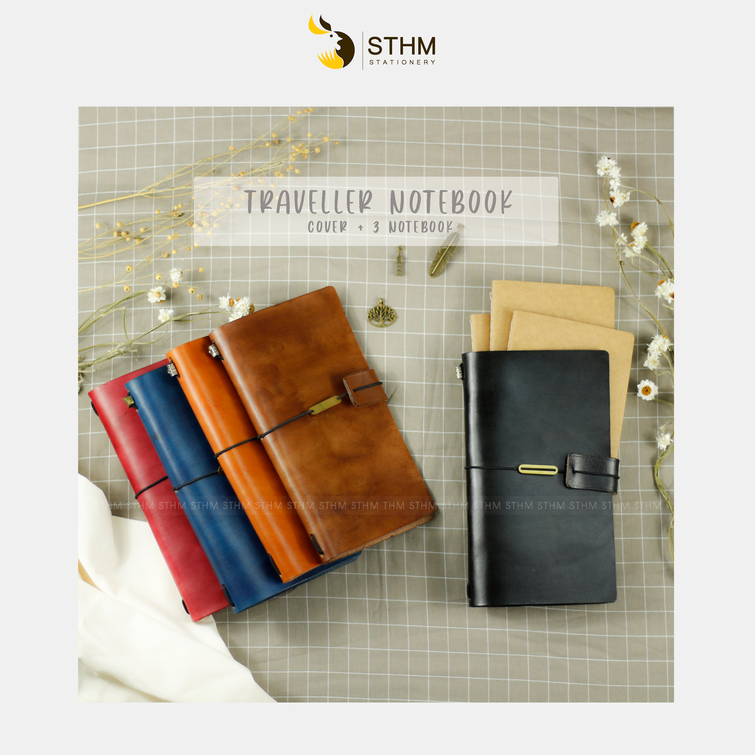 [STHM stationery] - Traveller notebook - Kèm 3 lõi sổ - Sổ bìa da thật