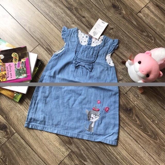 Váy Bò Bé Gái Hàng VNXK, Thiết Kế Dáng Babydoll Siêu Yêu, Chất Vải Bò Giấy Mềm Mịn Size 2-6 Tuổi