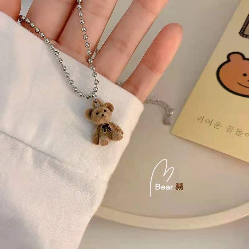 Dây Chuyền Trang Trí Mặt Hình Chú Gấu Phong Cách Hip Hop Hàn Quốc Cá Tính Dành Cho Nam Nữ