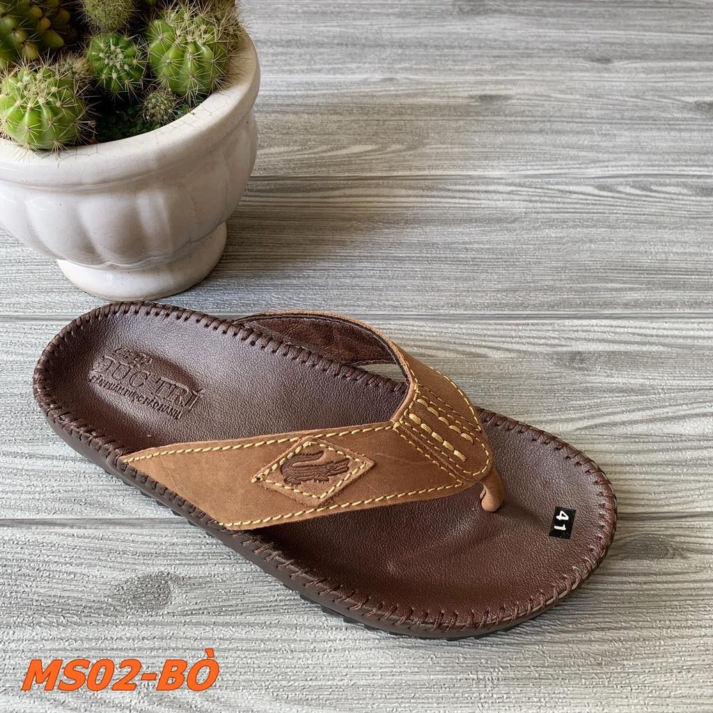 Dép xỏ ngón nam da bò cao cấp, dép nam trung niên DT02