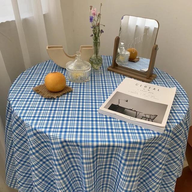 Khăn Trải Bàn Vải Lanh Cotton Sọc Caro Đủ Màu, Thảm Trải Picnic Decor Vintage