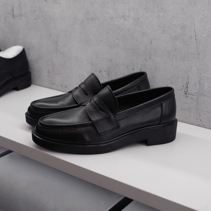 Giày penny loafer back, giày lười đốc, đế cao, khâu đế phối màu thời thượng