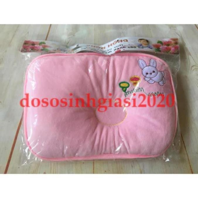 Gối lõm cho bé-Gối lõm Vườn Hồng nhung vuông chống méo đầu bé sơ sinh