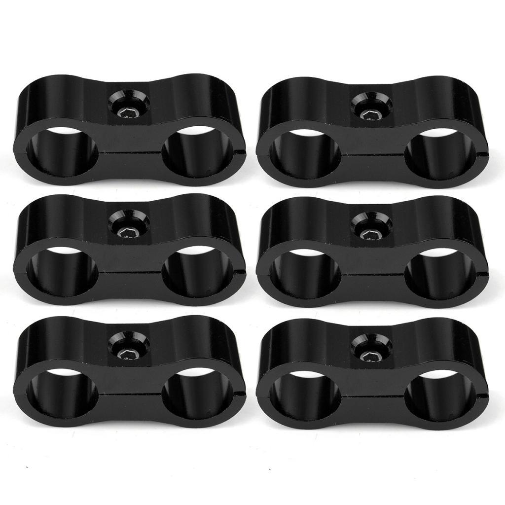 10 Pieces AN6 AN-6 13.4mm Braided Hose Separator Dual Mount Clamp Black