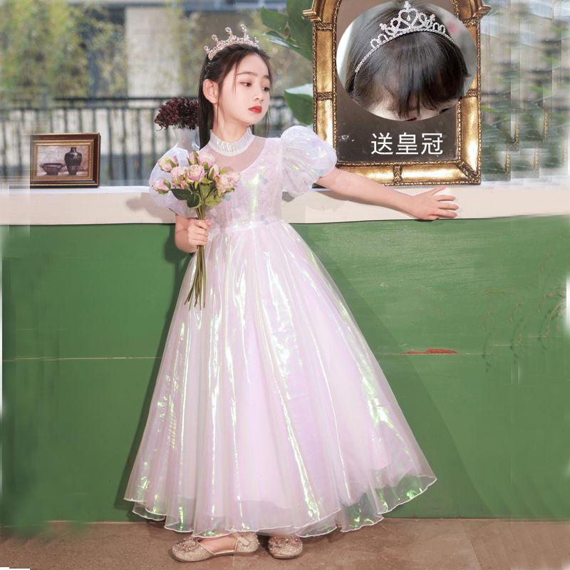 DONGSHOP HOT Váy trẻ em 2023 Váy công chúa Cô gái hoa đám cưới Pongee Cô gái nhỏ Người dẫn chương trình biểu diễn piano
