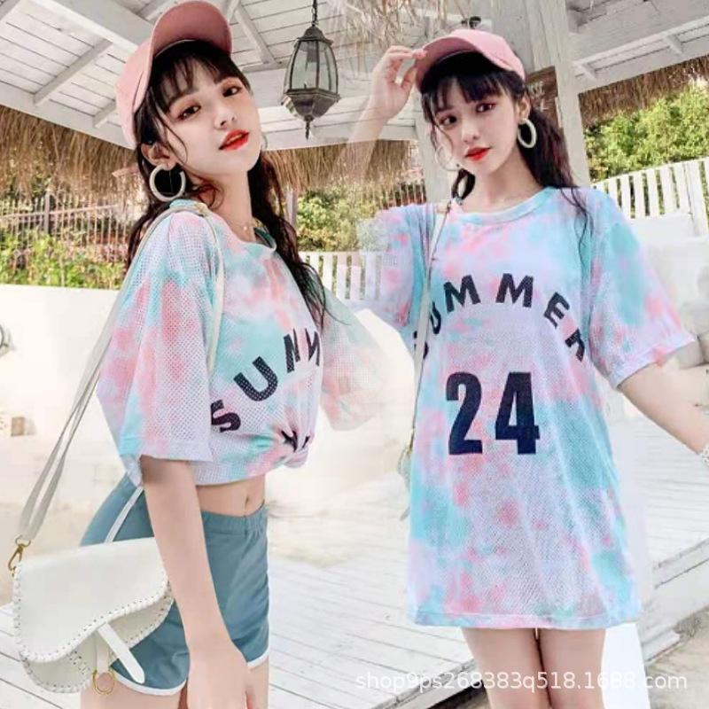 Bộ đồ bơi nữ áo lưới 3 mảnh chất đẹp phong cách thể thao kín đáo