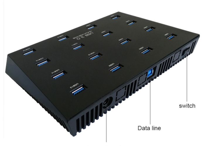 Hub usb 20 cổng Vinetteam Sipolar A-805P hỗ trợ 20 thiết bị USB (dcom 3g 4g), cung cấp nguồn 1.2A cho mỗi cổng để sạc nhanh cho điện thoại, iPad và máy tính bảng với bộ nguồn 12V/10A - hàng chính hãng