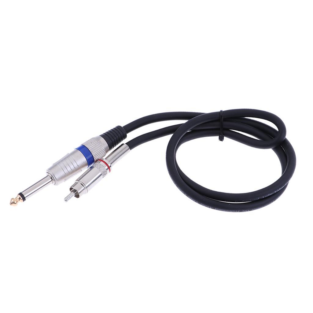 RCA Male to 6.35mm Male Plug Mono Audio AUX Connector Cable Cord 0.5M