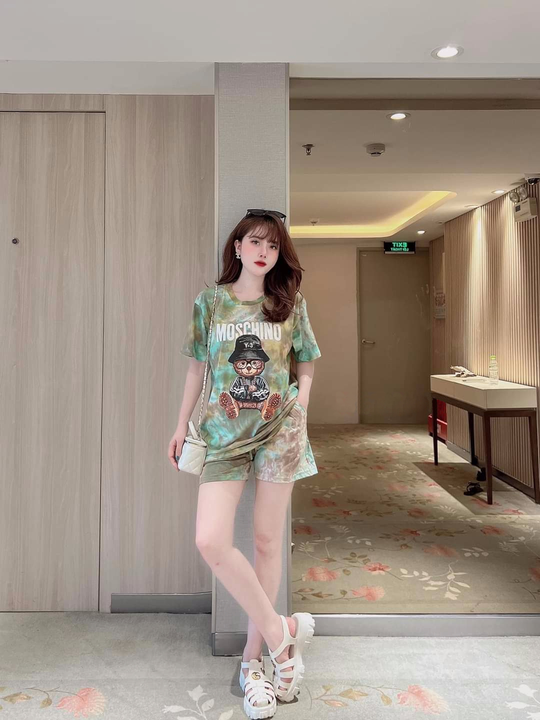 Đồ bộ thun lạnh form rọng in hình gấu 3D loang màu (3 màu 4 size lựa chọn