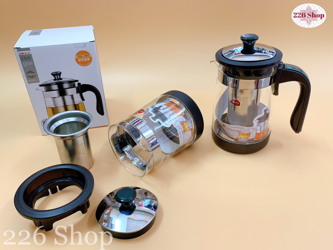 Bình Lọc Trà Thủy Tinh Lilac S11 Có Lõi Lọc Inox - Chịu Nhiệt Đến 120 Độ
