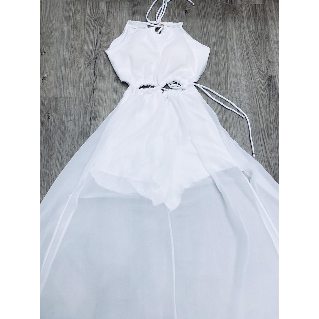 Đầm Maxi đi biển đầm đi biển váy đi biển maxi khoen xẻ tà mẫu có khoét ngực đi chơi đi tiệc đám cưới, du lịch PVC
