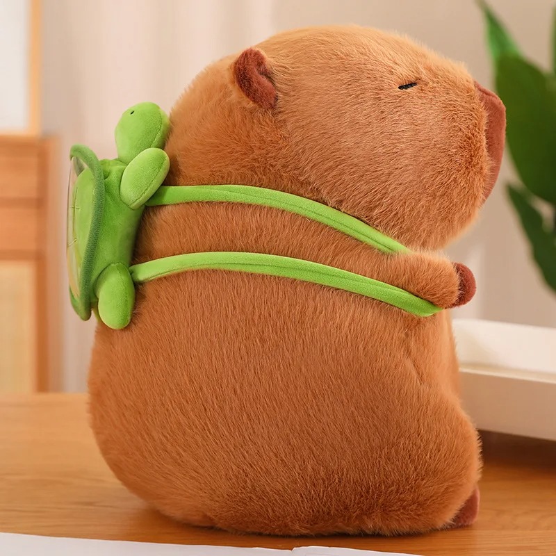 Thú nhồi bông Capybara đeo balo rùa xanh êm mịn dễ thương cao cấp - Size từ 25cm đến 35cm - Quà tặng gấu bông Capybara nhồi bông dễ thương - Gối ôm mềm mịn cho bé