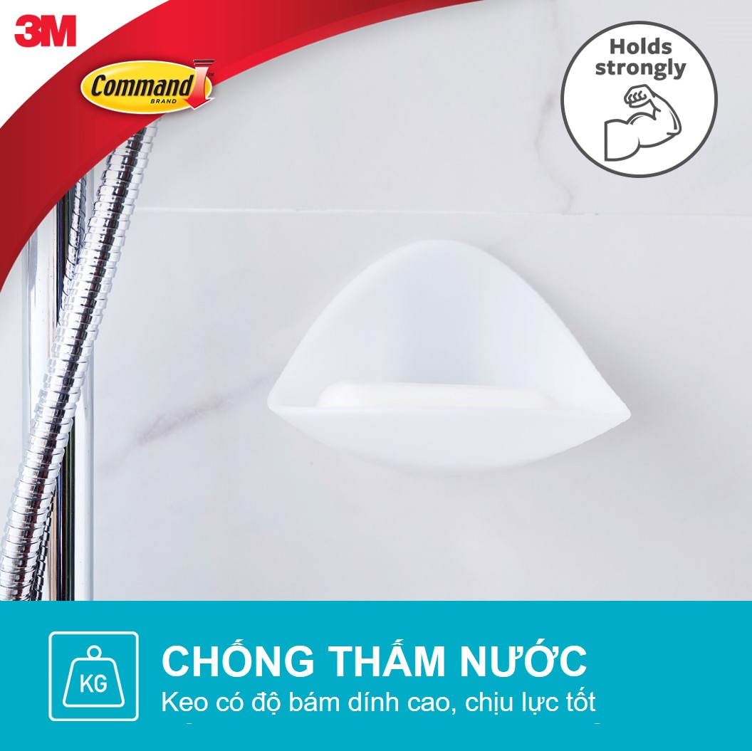 [QUÀ TẶNG] Khay đựng xà bông Command 3M chịu lực 900g - Độ bền cao, bám cực chắc, tháo cực dễ, chống thấm nước, không khoan đục, không bong tróc BATH14ES