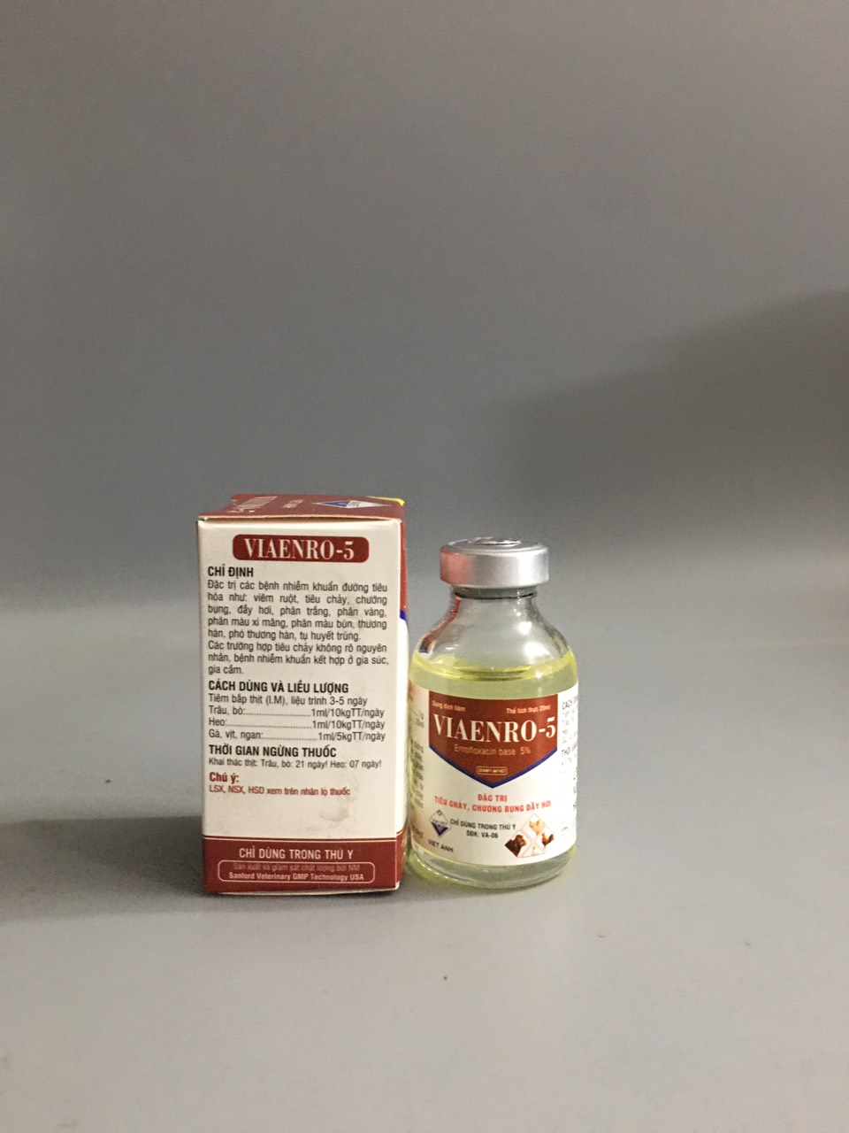 Viaenro 5/enro 5 Việt Anh Chướng bụng, đầy hơi, tiêu chảy ở chó, mèo, lợn, trâu, bò