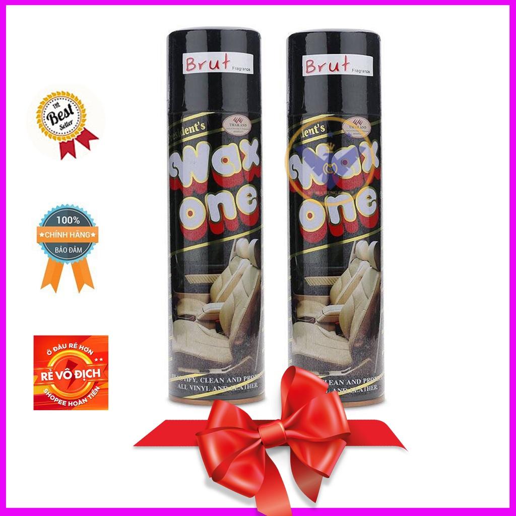 COMBO 2 chai xịt đánh bóng vệ sinh da ghế xe ô tô, nhựa, nội thất Wax One - Thái Lan 450ml