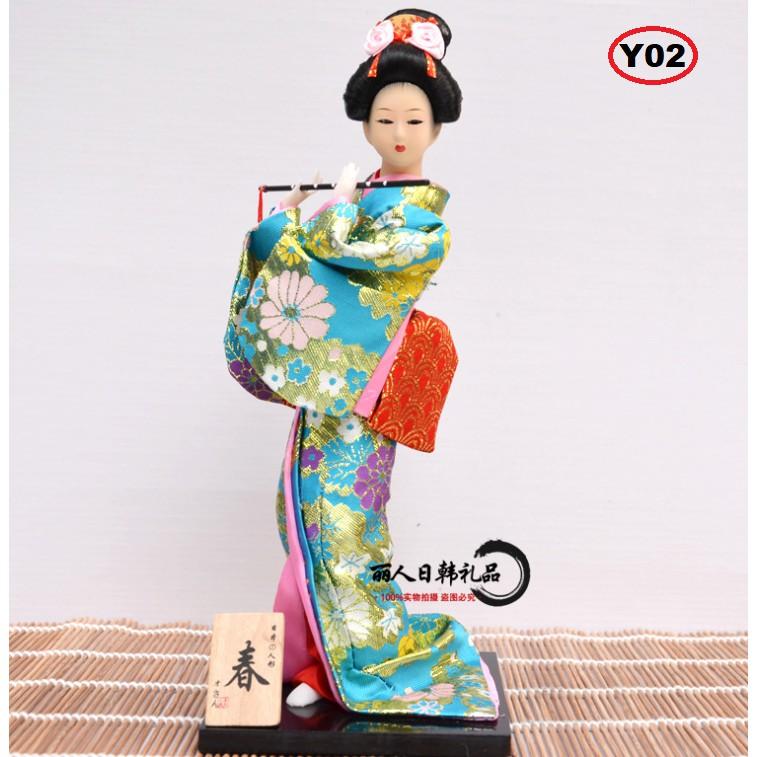 Búp bê Geisha mặc Kimono truyền thống cao 30cm thích hợp trang trí kệ sách, văn phòng, phòng đọc, phòng khách