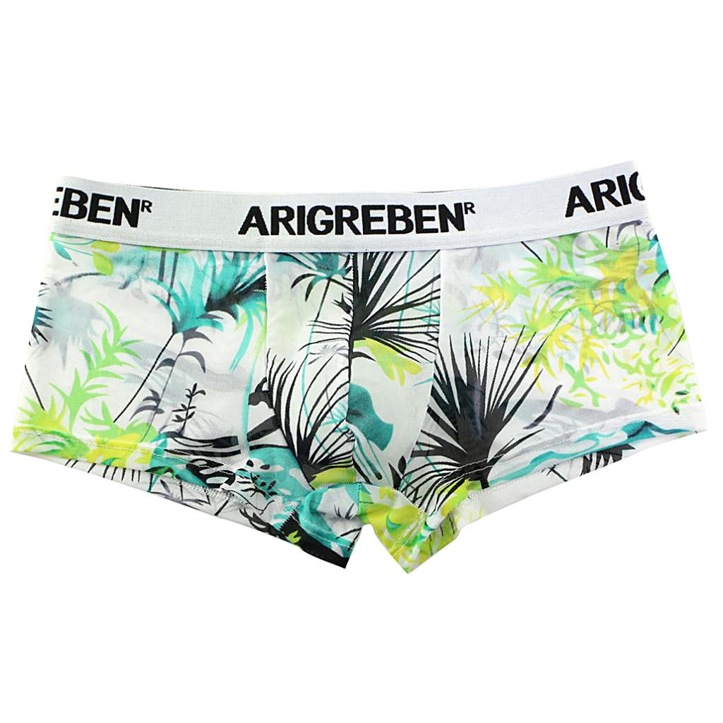 Mens Sexy Sheer Mesh Net Underwear Boxer Briefs Flower Underpants