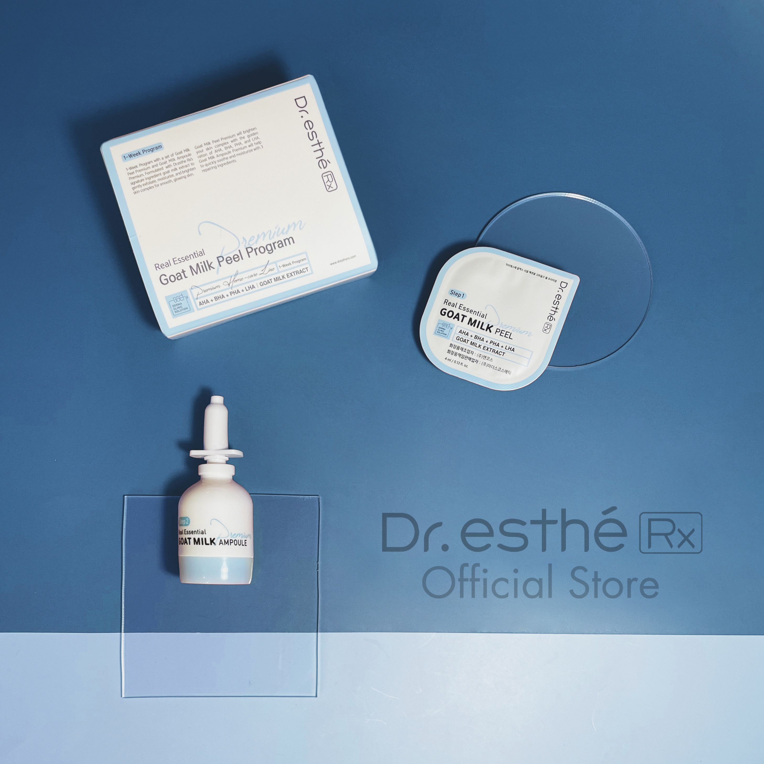 Bộ Peel da sinh học nhẹ nhàng Dr.esthéRx Real Essential Goat Milk Peel Program Premium 1 tuần