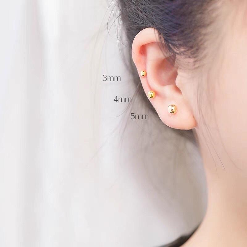 Bông tai bi titan quả tạ đuôi vặn cam kết không đen không gỉ
