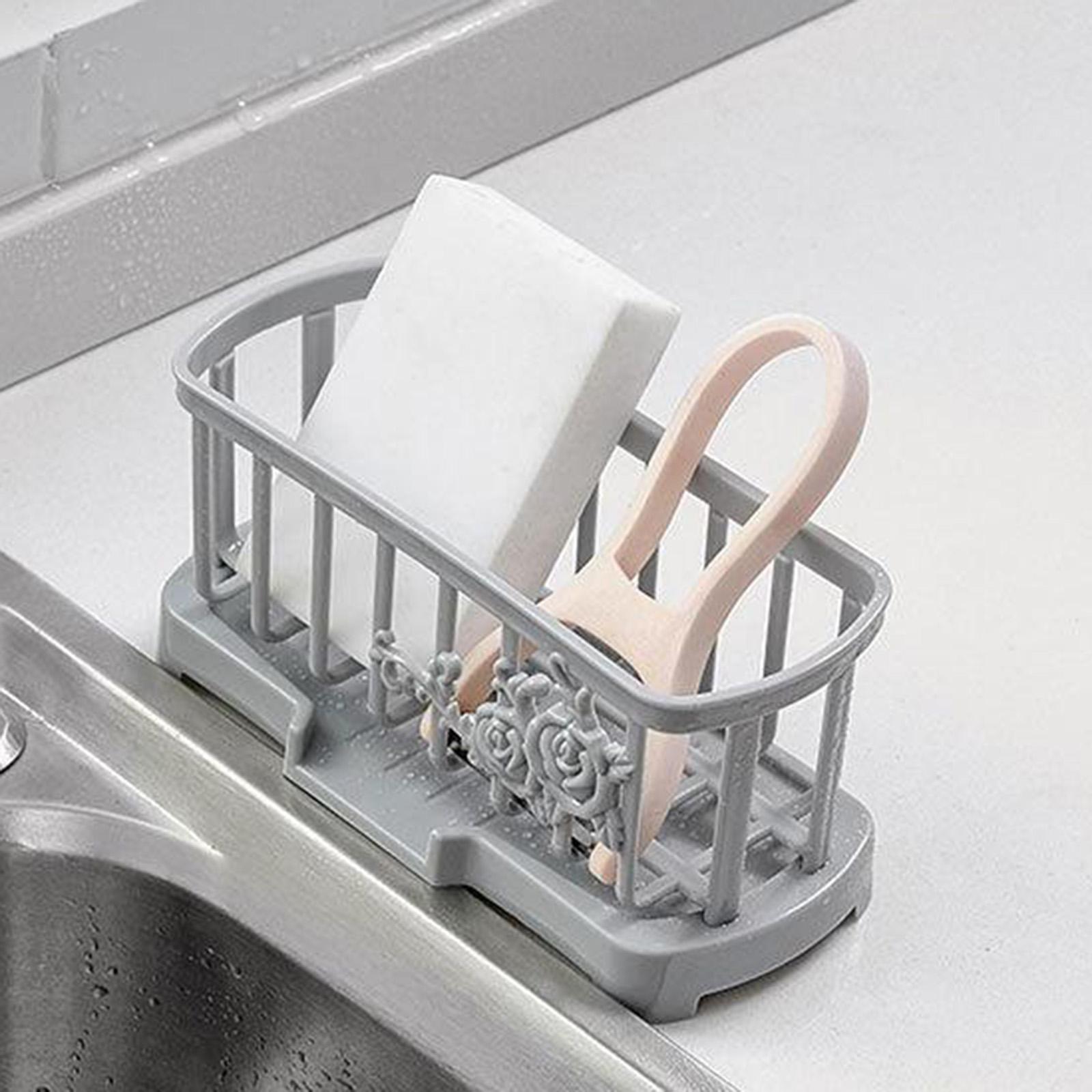 Kitchen Sink Caddy Sponge Holder Soap Caddy Organizer Basket Gray