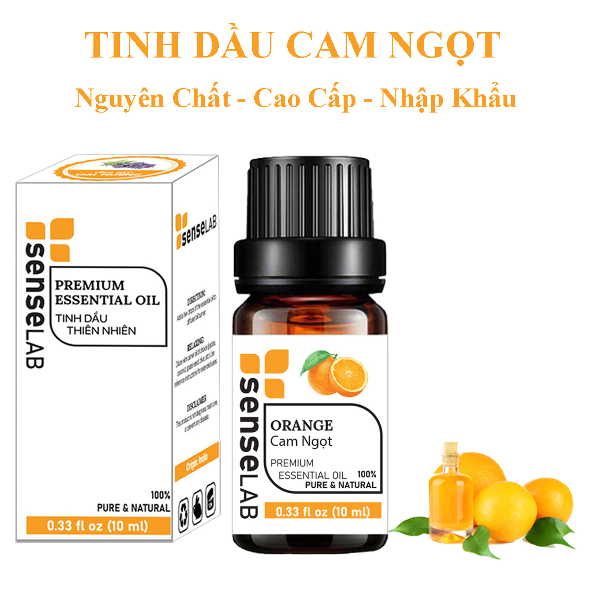 Combo 3 Tinh dầu SENSELAB nhập khẩu Ấn Độ: Tinh Dầu Cam Ngọt (10ml) + Tinh Dầu Bưởi (10ml) + Tinh Dầu Quế (10ml) - Tinh dầu thiên nhiên nguyên chất