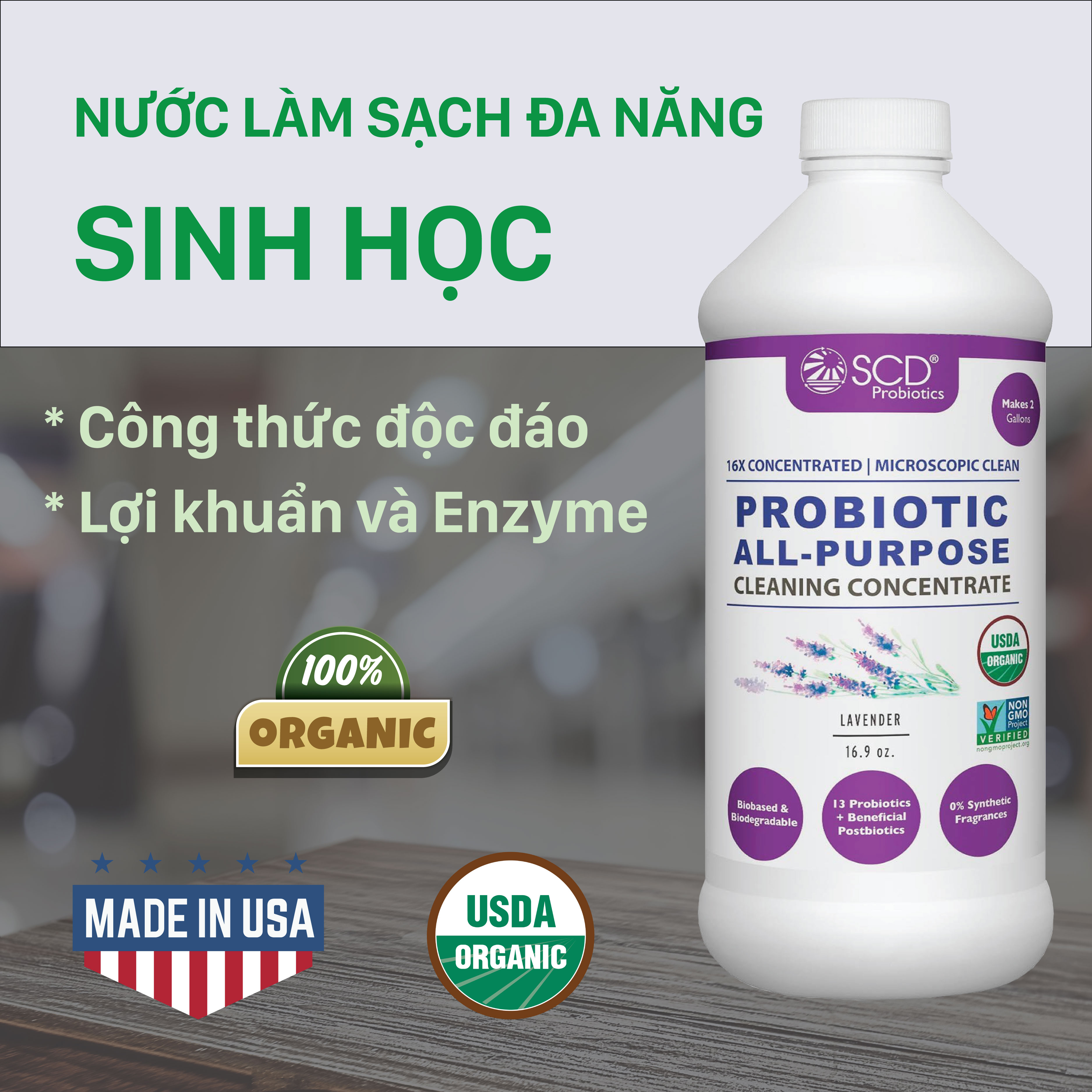 Nước làm sạch Sinh học Đa năng - Hương Lavender - All-Purpose Cleaning Concentrate  - 500ml Đậm đặc