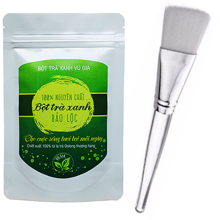 Bột Trà Xanh Nguyên Chất Bảo Lộc Vũ Gia + Tặng Cọ Quét Mặt Nạ