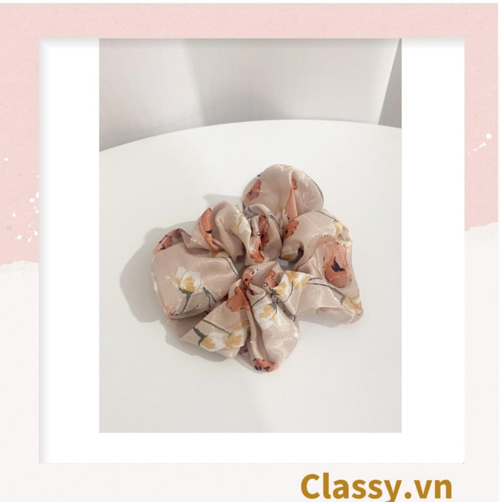 Dây cột tóc Classy vải linen, họa tiết hoa dễ thương, có thể dùng làm phụ kiện chụp ảnh PK1235