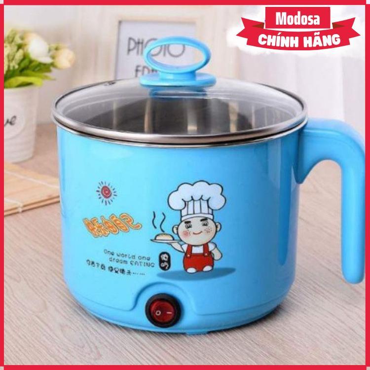 Ca Nấu Mì, Ăn Lẩu, Đun Nước Siêu Tốc Modosa Đa Năng Mini 2 Tầng Tặng Kèm Xửng Hấp - Hàng Chính Hãng