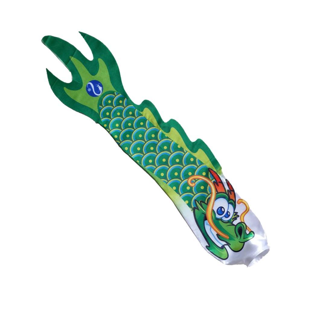2-4pack Creative Dragon Flag Outdoor Windsock Carp Streamer Hanging Decor Green