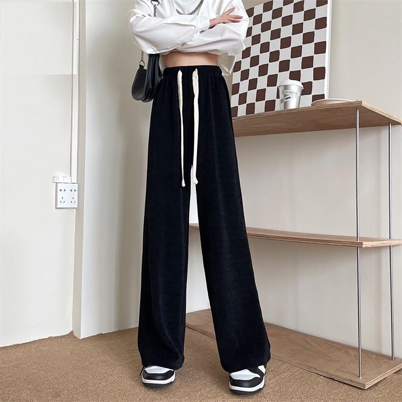 Quần Suông Dây Bản To Nữ Culottes ống rộng dài màu đen hssv, thun vintage cá tính Ulzzang