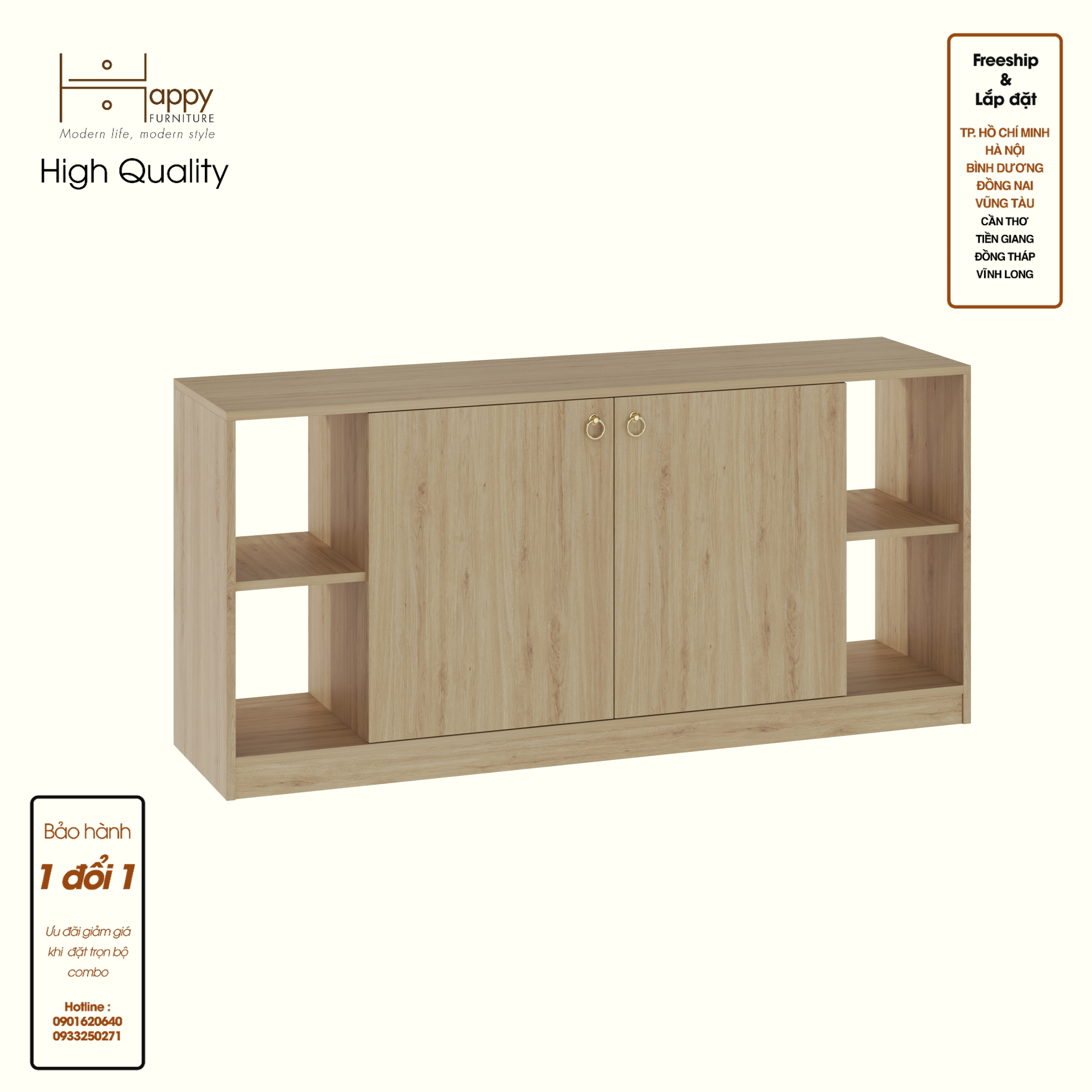 HAPPY FURNITURE , Tủ lưu trữ 2 cửa mở - MERI , TLT_057 , 150cm x 40cm x 70cm DxRxC