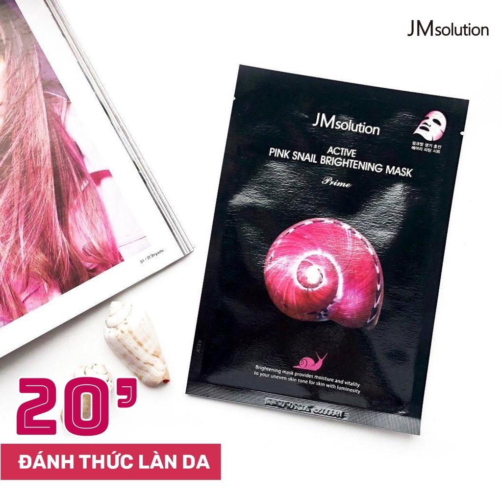 Combo 10 Mặt nạ JMSolution chiết xuất ốc sên hồng dưỡng trắng, trẻ hoá da Active Pink Snail Brightening Mask 30ml x10