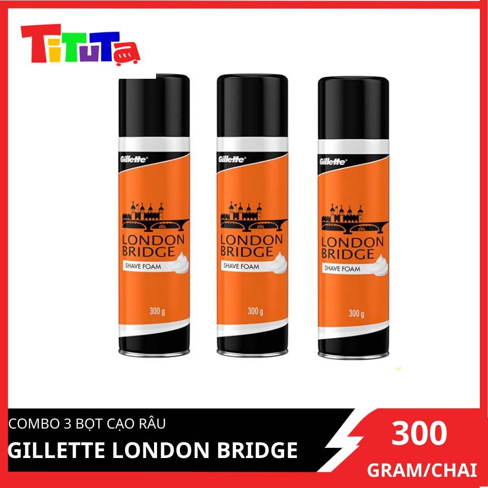 Combo 3 Bọt cạo râu Gillette London Bridge (Cam) dành cho Barbershop 300gX3