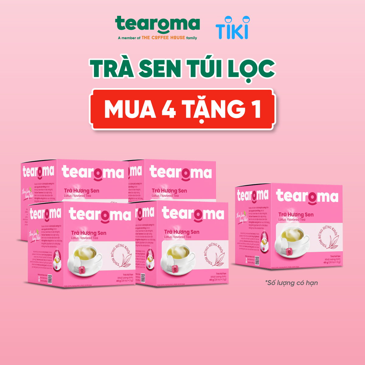 [MUA 2 TẶNG 1] Trà túi lọc Sen Tearoma (Hộp 20gói x 2gr)